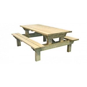 Table pique nique en bois - Longueur plateau : 2000 ou 2300 mm - Bois en pin traité autoclave classe IV - A sceller ou A poser