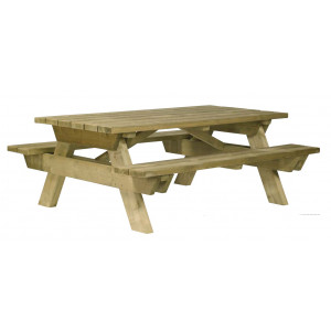 Table pique nique bois - Longueur plateau : 2000 ou 2300 mm - Bois autoclave - A poser ou A sceller