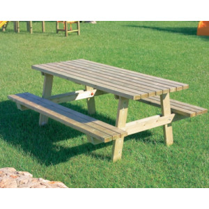 Table pique-nique bois de pin - Dimensions (L x P x H) cm :190 x 150 x 80