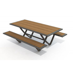 Table pique-nique bois stratifié - Longueur : 1930 mm - Hauteur hors sol : 730 mm