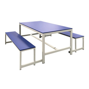 Table et bancs pour salle commune en acier mélamine - Longueur : 1200 ou 1600 mm - acier mélamine - à poser