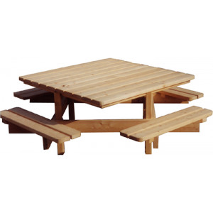 Table pique nique en bois - Dimension plateau (cm) : 135 x 135