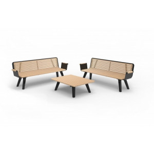 Table pique nique en bois exotique - L = 2000 mm - H assise = 460 mm - Bois exotique FSC 100%