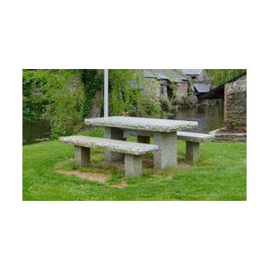 Table pique nique granit et bancs - TPN carrée en granit