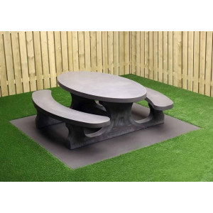Table pique-nique ovale  en béton - Hauteur d'assise : 49.7 cm - Dimensions plateau : 205 x 110 cm – Béton naturel ou Béton anthracite