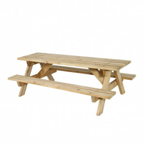 Table pique-nique pour enfant en bois - Dim : L.180 x 120 x H.60 cm - Lames 95 x 35 mm - Plateau 180 x 60 cm