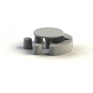 Table pique-nique ronde en béton - Longueur : 2290 mm - Assise : 470 mm - A poser
