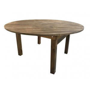 Table pliante en bois rustique - Diamètre : 153 cm - Hauteur : 76 cm - Plateau et structure en pin traité 