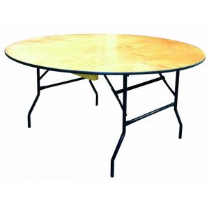 Table pliante en bois ronde - Hauteur : 76 cm – Diamètre : 152 à 183 cm – Pliante