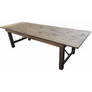 Table rustique pliante en bois - Pin traité et vernis foncé - Taille :  213 x 102 cm, hauteur 76 cm