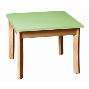 Table carrée scolaire 60 x 60 cm - Longueur : 600 mm - Taille : T1 à T6 - plateau mélaminé - Structure hêtre massif 