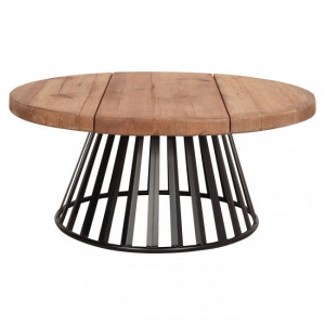 Table style Mid Century - Table avec structure en métal et plateau en bois 