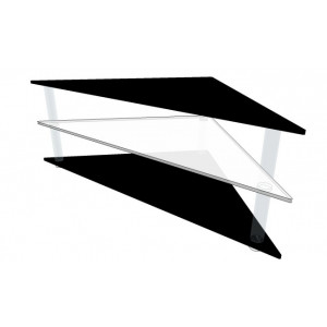 Table Tv d'angle en plexiglas - Façade: 117 cm - Côtés: 83 cm - Hauteur: 40 cm