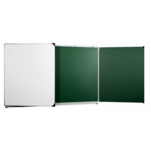Tableaux scolaire triptyque blanc et vert - 2 tailles - Surface émaillée - Magnétique - Conforme NF