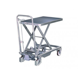 Tables hydrauliques mobiles en inox - Capacités : 100 kg / 200 kg - Hauteurs maxi : 750 mm / 880 mm