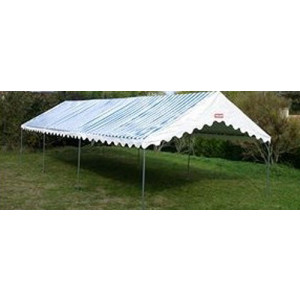 Tente de réception 5x12 pour collectivité - Surface : 5x12 - 60 m² (Toit Rayé Bleu/Blanc+Armature)