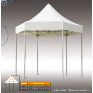 Tente hexagonale 10.40 m² - Diamètre : 4 m – hauteur maximale : 3.46 m - stand pliant en PVC