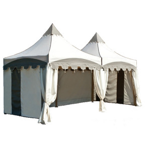 Tente pour réceptions - Dimensions : 3 m x 3 m – hauteur maximale : 3.25 m  - stand pliant en PVC – plusieurs habillages disponibles