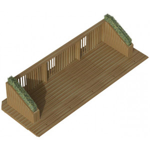 Terrasse bois démontable pour restaurant modèle en ligne - Longueur : 500 à 1050 cm - Profondeur : 180 ou 220 cm - 2 à 6 tables