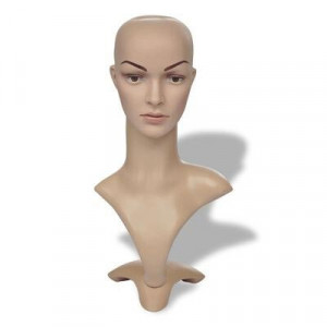 Tête de Mannequin pour Femme  - Largeur d'épaule: 27 cm - Eco en PVC - Peau claire