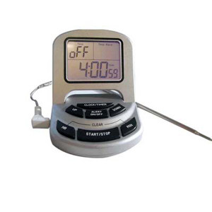 Thermomètre alimentaire étanche avec sonde inox et alarme  - Amplitude : 0+300°C / +32+572°F