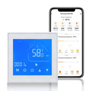 Thermostat Wi-Fi à écran tactile   - Contrôle à distance sur smartphone