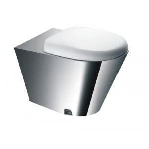 Toilette suspendu au mur - Acier inoxydable - Couvercle: ABS blanc - Attaché au mur