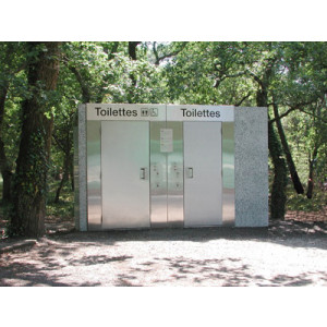 Toilettes public doubles en carrelage - Modèles Extérieurs PMR L4000
