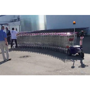 Tracteur pousseur pour caddies de supermarché - Capacité de 2 tonnes - plus de 25 caddies - télécommandé