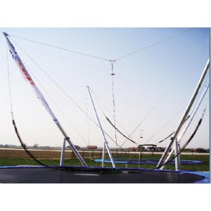 Trampoline élastique pour extérieur - Hauteur : 6,00 mètres avec base acier zingué et remorque en option