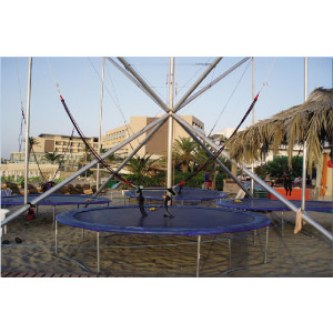 Trampoline élastique sur remorque - Hauteur : 8,00 mètres avec base acier inox