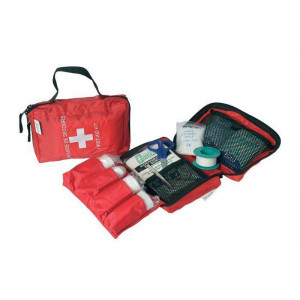 Trousse de secours complète - De 1 à 8 personnes - Pochette en Nylon rouge - Passant pour ceinture
