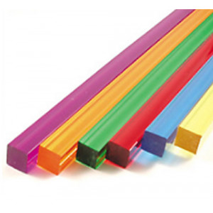Tube carré PMMA coloré - Dimensions extérieures (mm) : 3 x 3 à 300 x 300