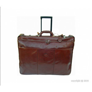 Valise porte-habit en cuir coloris fauve - Dimension (L x l) : 62 x 44 cm - Housse munie de deux cintres - 2 poches zippées