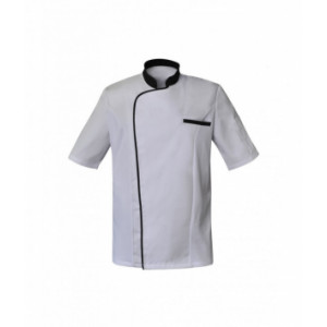 Veste de cuisine blanche à manches courtes  - Taille : XS à XXXL / Longueur : 75 cm