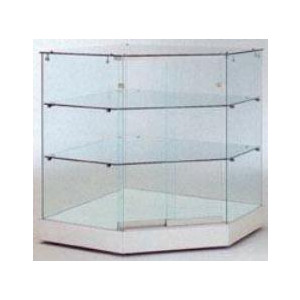 Vitrine comptoir avec 2 étagères en verre - Dimensions 82 x 82 x 95H cm