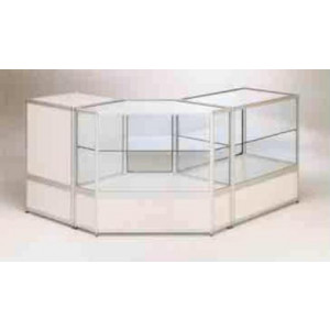 Vitrine comptoir d’angle en aluminium - Dimensions 90 x 90 x 94H cm
