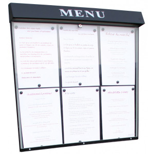 Vitrine d'affichage menu pour restaurant - Capacité : 6 pages
