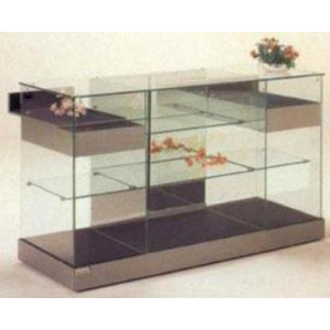 Vitrine d'exposition en verre à portes coulissantes - Dimensions 162 x 62,5 x 95H cm
