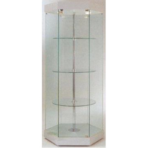 Vitrine en verre hexagonale à 3 étagères - Dimensions 90 x 90 x 185H cm