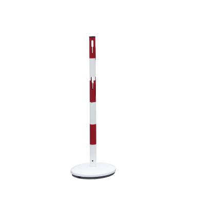 Poteau acier base lestée Ø 330mm - rouge/blanc