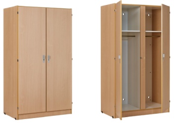 Armoire chambre 2 portes toute lingère KUMYOS – 1 Tablette fixe et 3 tablettes réglables  - Panneau particules surfacé mélaminé  – L.1000 x H.1800 x P.590 mm  - 10365831-254825325.jpg