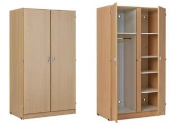 Armoire chambre 2 portes toute lingère KUMYOS – 1 Tablette fixe et 3 tablettes réglables  - Panneau particules surfacé mélaminé  – L.1000 x H.1800 x P.590 mm  - 10365831-555163932.jpg