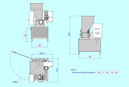 Mini broyeur pour laboratoire - Volume trémie : 50 à 100 L - Couteaux : Ø.102 à 120 mm - Bloc de coupe : 265 × 230 mm - 1045821-921564172.jpg