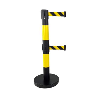Poteau noir/jaune base lestée double sangle 4m noire/jaune