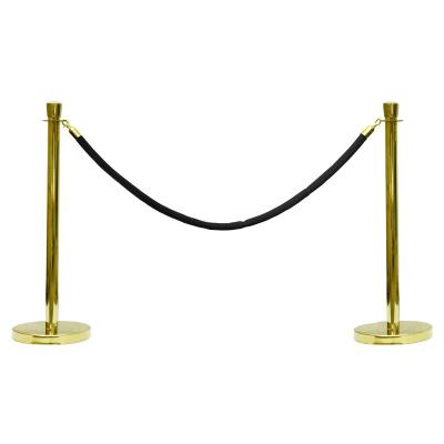 Kit de 2 poteaux laitonnés - tête cylindrique - 1,6 m cordon velours noir