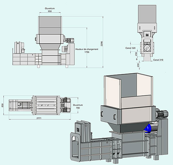 Compacteur d'emballages polystyrène - Rendement : 190 kg/h - Débit : 27 m³/h - Densité : jusqu'à 300 kg/m³ - Puissance : 7,5 kW - 11939614-387146795.jpg
