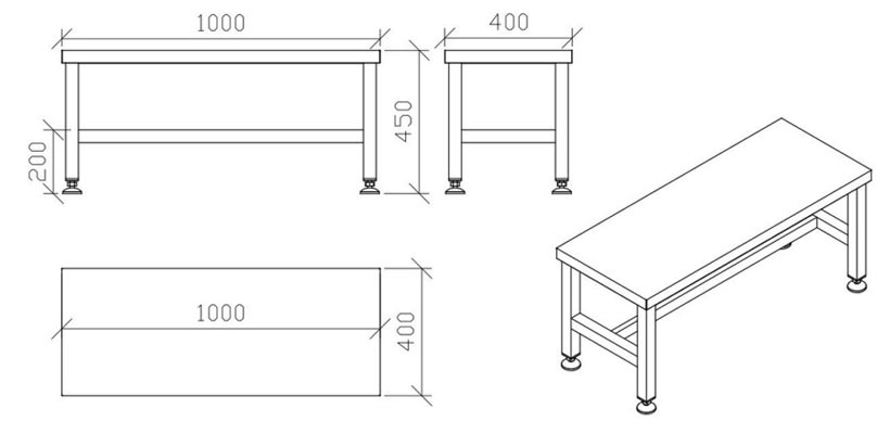 Table d'atelier en inox - Pieds réglables - 11947088-247522466.jpg
