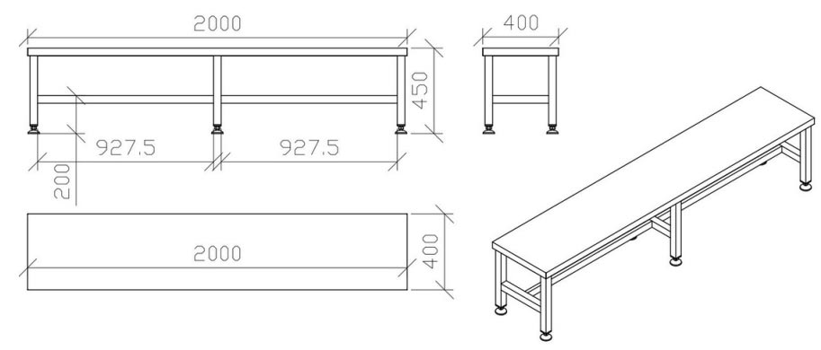 Table d'atelier en inox - Pieds réglables - 11947088-815954525.jpg