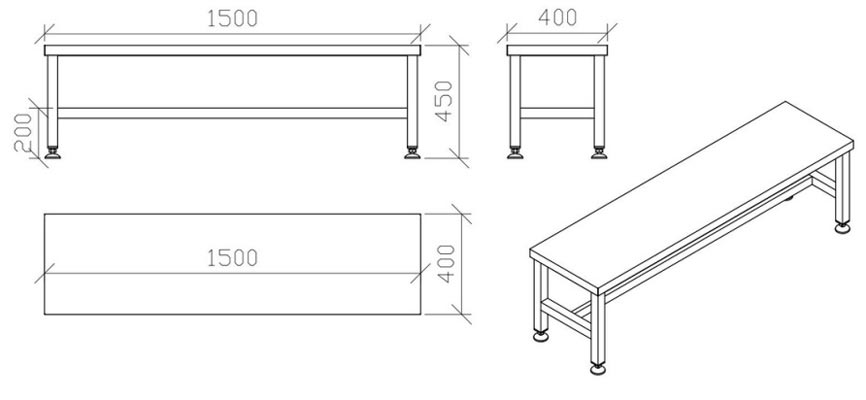 Table d'atelier en inox - Pieds réglables - 11947088-978961241.jpg